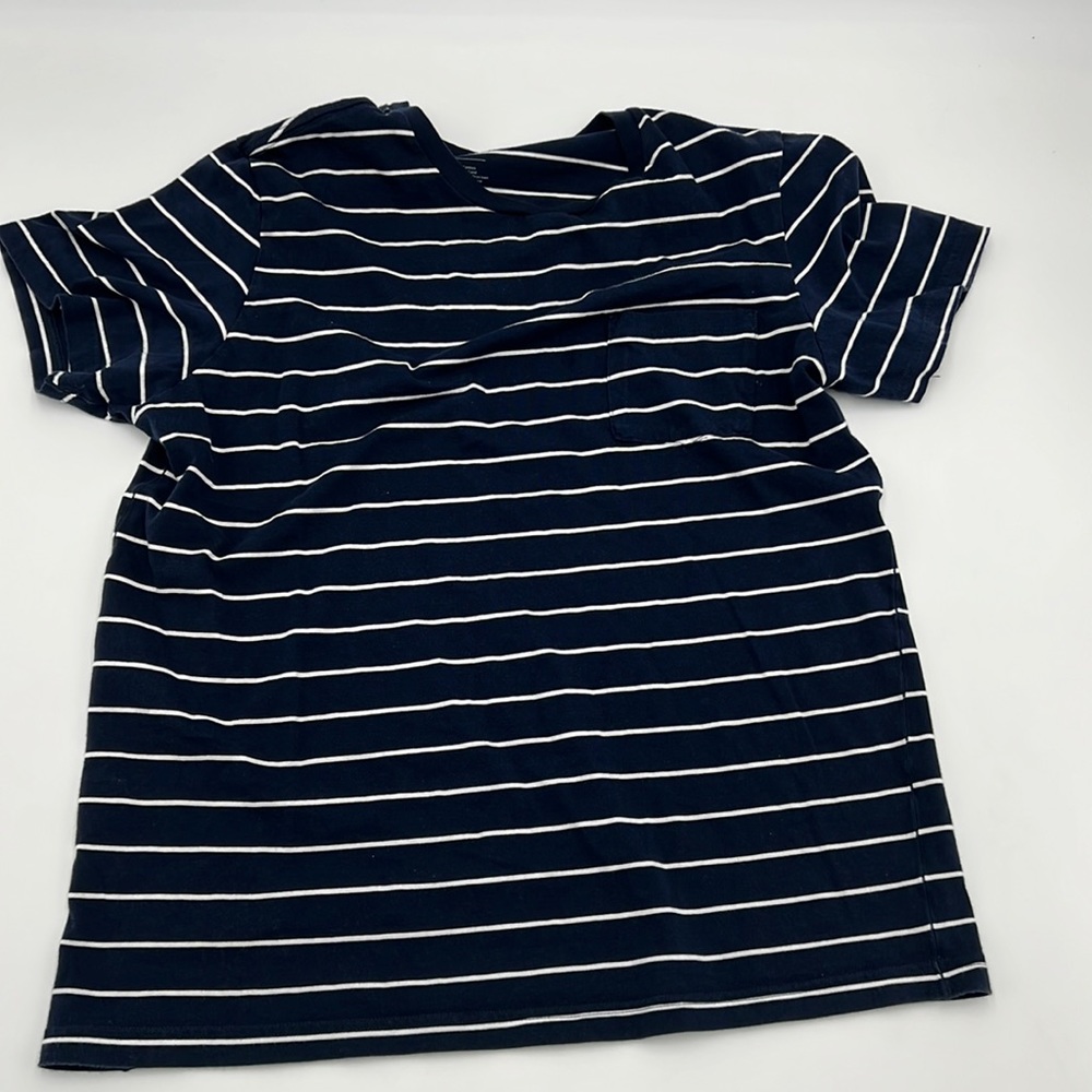 Men’s Large Navy/White Stripe Mack Weldon Pima Crew Neck Pocket T-Shirt